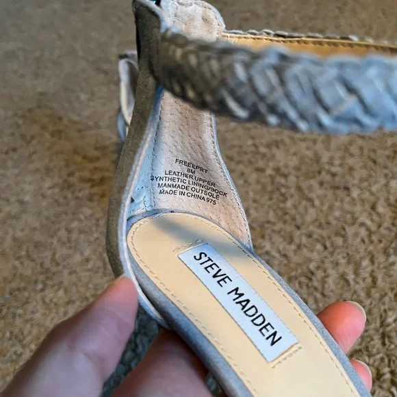 Steve Madden Blue Suede Braided Strap Heels – Ankle Strap Sandals - Picture 9 of 9
